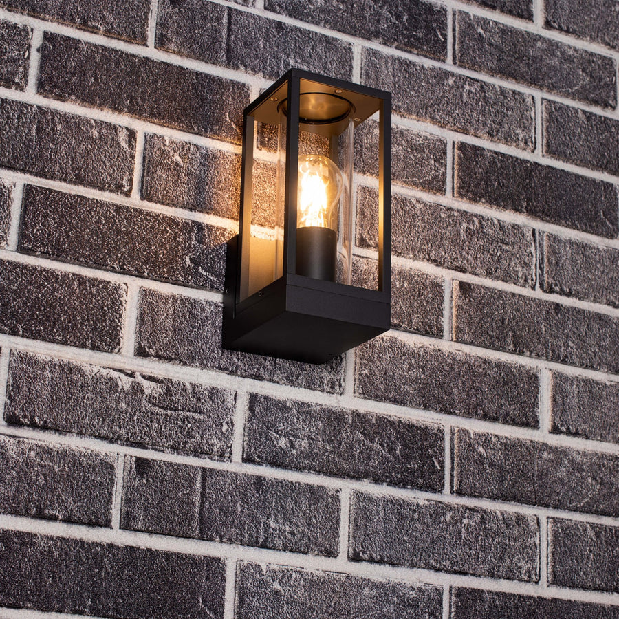 2 pack - LED's Light LED Wandlamp met glazen ruiten - Rechthoek - E27 fitting - IP44 - Antraciet Wandlampen led.gl
