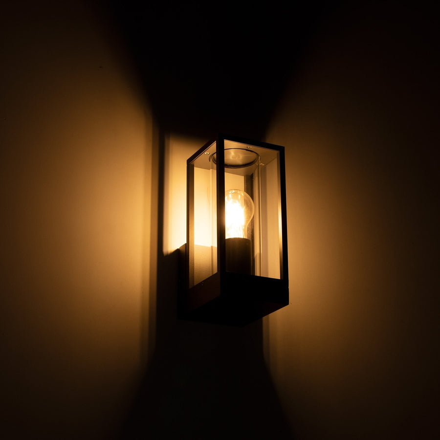 2 pack - LED's Light LED Wandlamp met glazen ruiten - Rechthoek - E27 fitting - IP44 - Antraciet Wandlampen led.gl