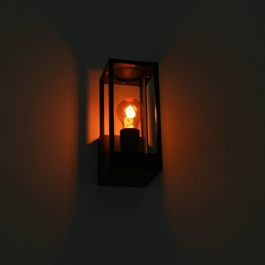 2 pack LED's Light LED Wandlamp met glazen ruiten - Rechthoek - E27 fitting - IP44 - Zwart Wandlampen led.gl