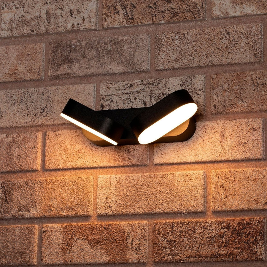 2 pack LED's Light Dubbele LED Buitenlamp - Model Rieti - Warm wit - IP44 waterbestendig - Zwart Wandlampen led.gl