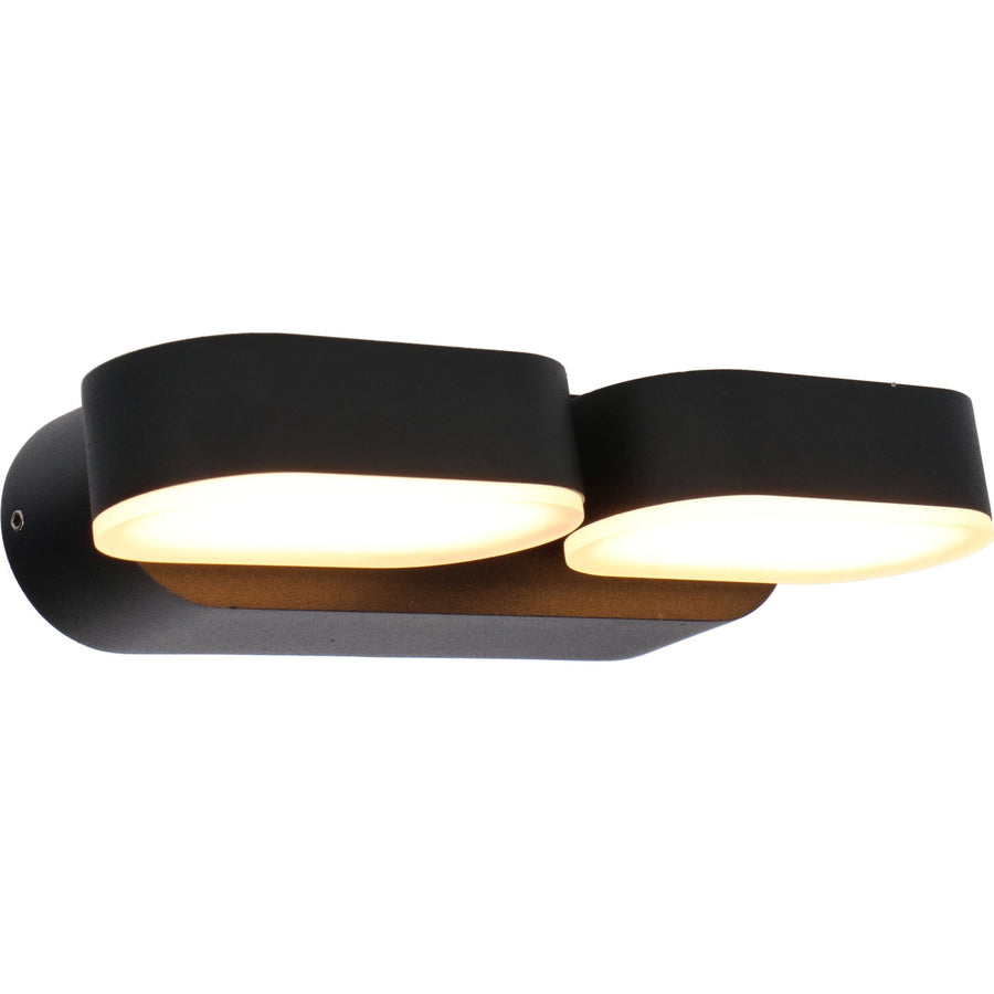 2 pack LED's Light Dubbele LED Buitenlamp - Model Rieti - Warm wit - IP44 waterbestendig - Zwart Wandlampen led.gl