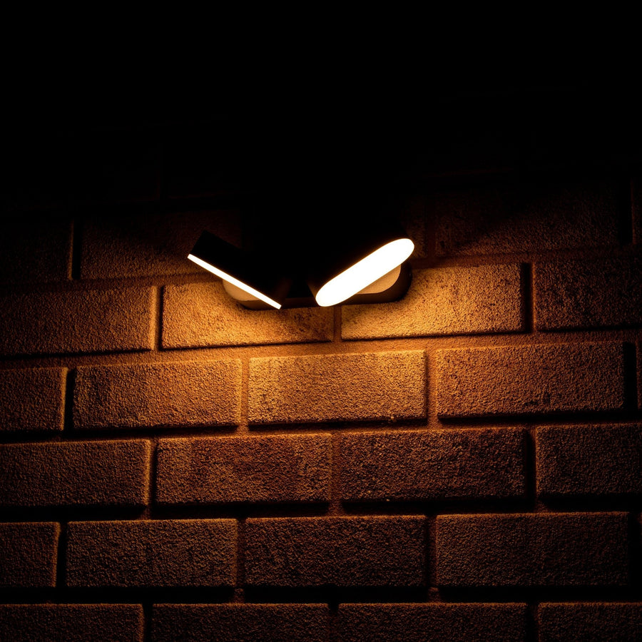 2 pack LED's Light Dubbele LED Buitenlamp - Model Rieti - Warm wit - IP44 waterbestendig - Zwart Wandlampen led.gl