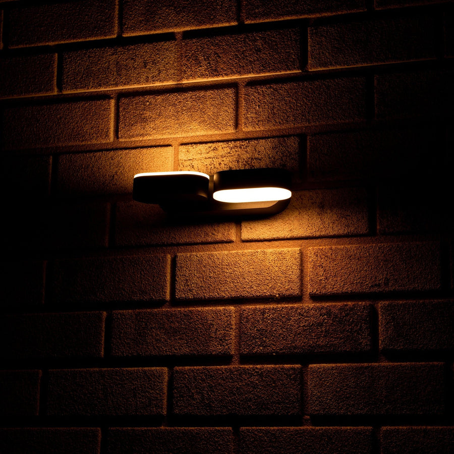2 pack LED's Light Dubbele LED Buitenlamp - Model Rieti - Warm wit - IP44 waterbestendig - Zwart Wandlampen led.gl