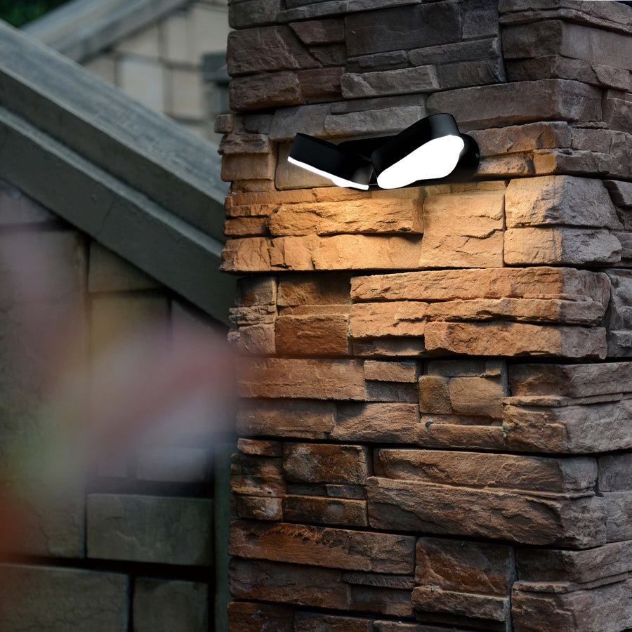 2 pack LED's Light Dubbele LED Buitenlamp - Model Rieti - Warm wit - IP44 waterbestendig - Zwart Wandlampen led.gl