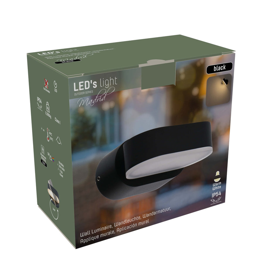 2 pack LED's Light LED Buitenlamp - Model Rieti - Warm wit - IP44 waterbestendig - Zwart Wandlampen led.gl