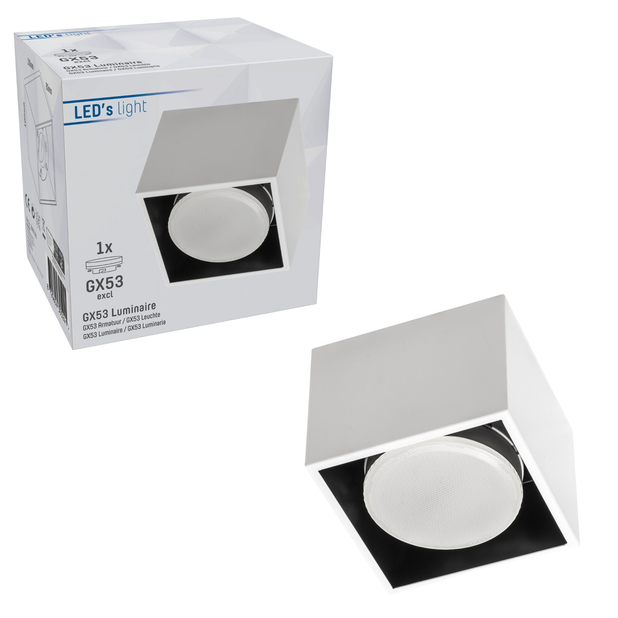 LED's Light Cube LED Plafondlamp - 1 lichtpunt - Draaibaar licht - Staal - 10 x 8 cm - Wit Plafondlampen led.gl