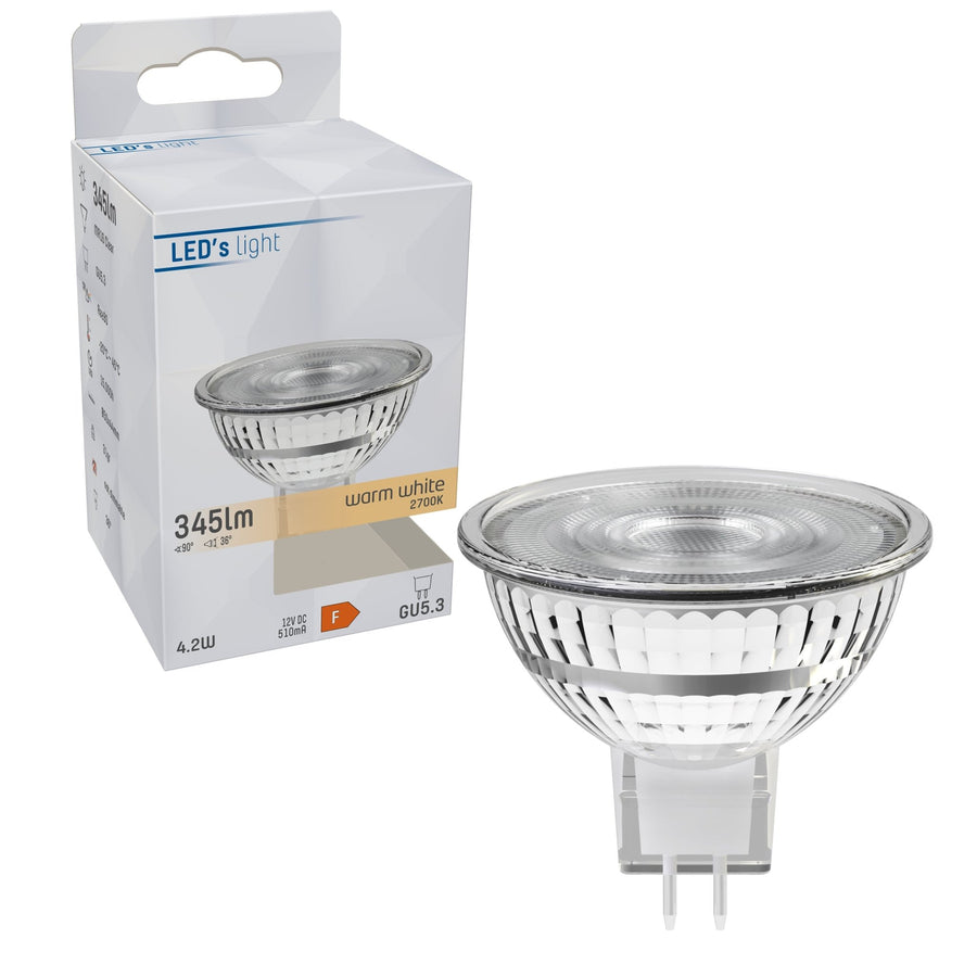 LongLife LED Lamp GU5.3 - 12V - MR16 Spot - Warm wit - 4W vervangt 35W Spotjes led.gl