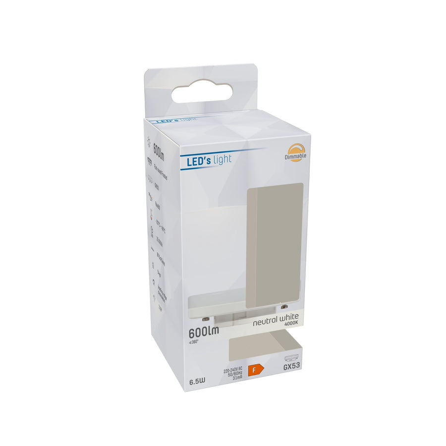 LED Lamp met GX53 fitting - Dimbaar koud wit licht - 6W/48W Dimbare lampen led.gl