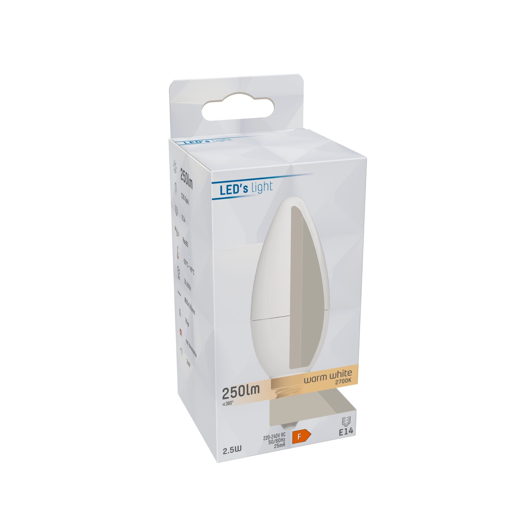 E14 LED Kaarslamp - 250 lm - Warm wit licht - 1 lamp Lichtbronnen led.gl
