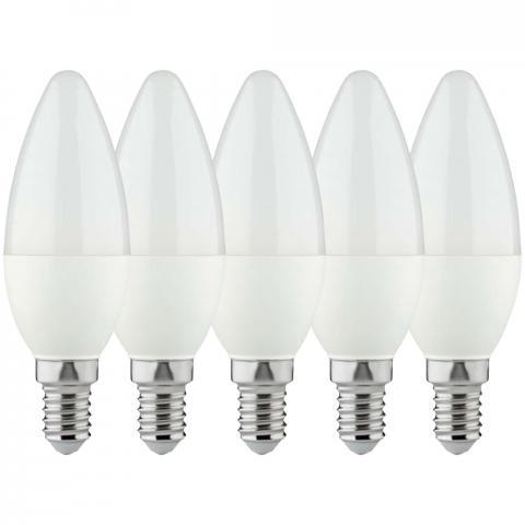 LongLife LED Lamp Kaars E14 - Mat - Warm wit licht - 4W vervangt 40W - Voordeelverpakking - 5 kaarslampen Lichtbronnen led.gl