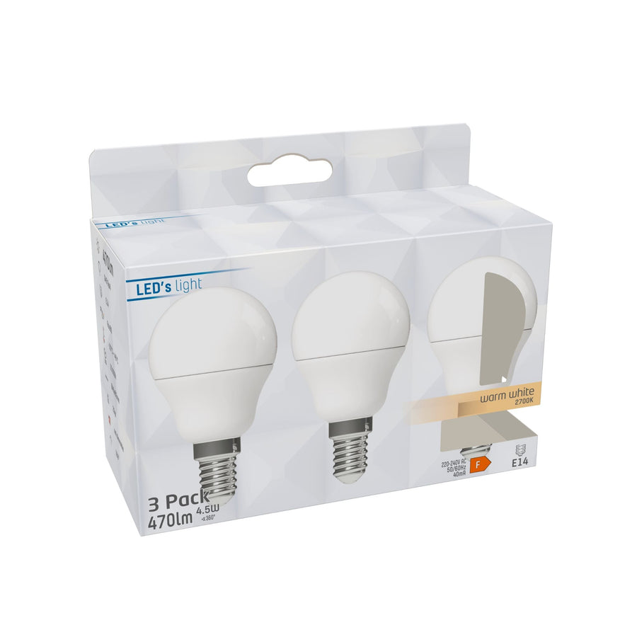 LED E14 Lamp rond - 470 lm - Warm wit licht - 3 lampen Lichtbronnen led.gl