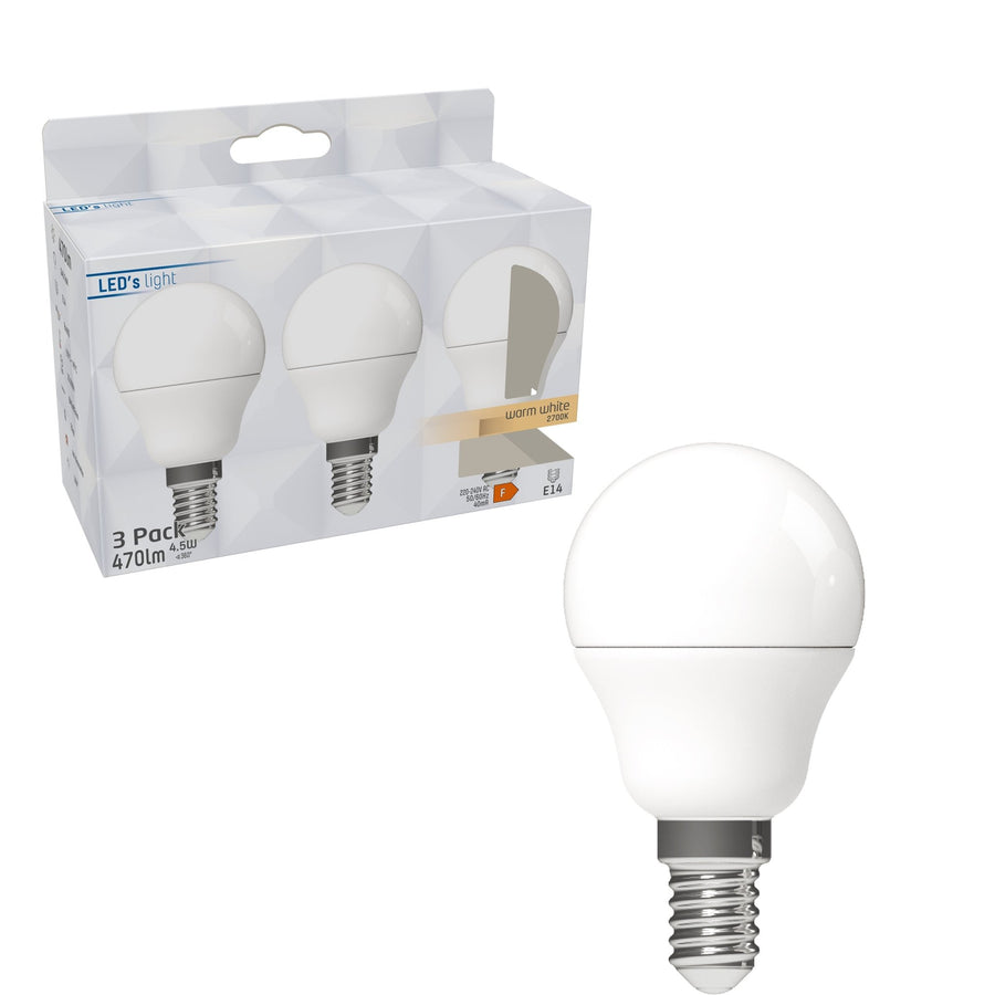 LED E14 Lamp rond - 470 lm - Warm wit licht - 3 lampen Lichtbronnen led.gl
