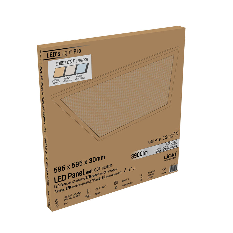LongLife LED Paneel 60 x 60 cm - Lichtkleur dimbaar van warm naar koud wit - 130 lm/w Panelen led.gl