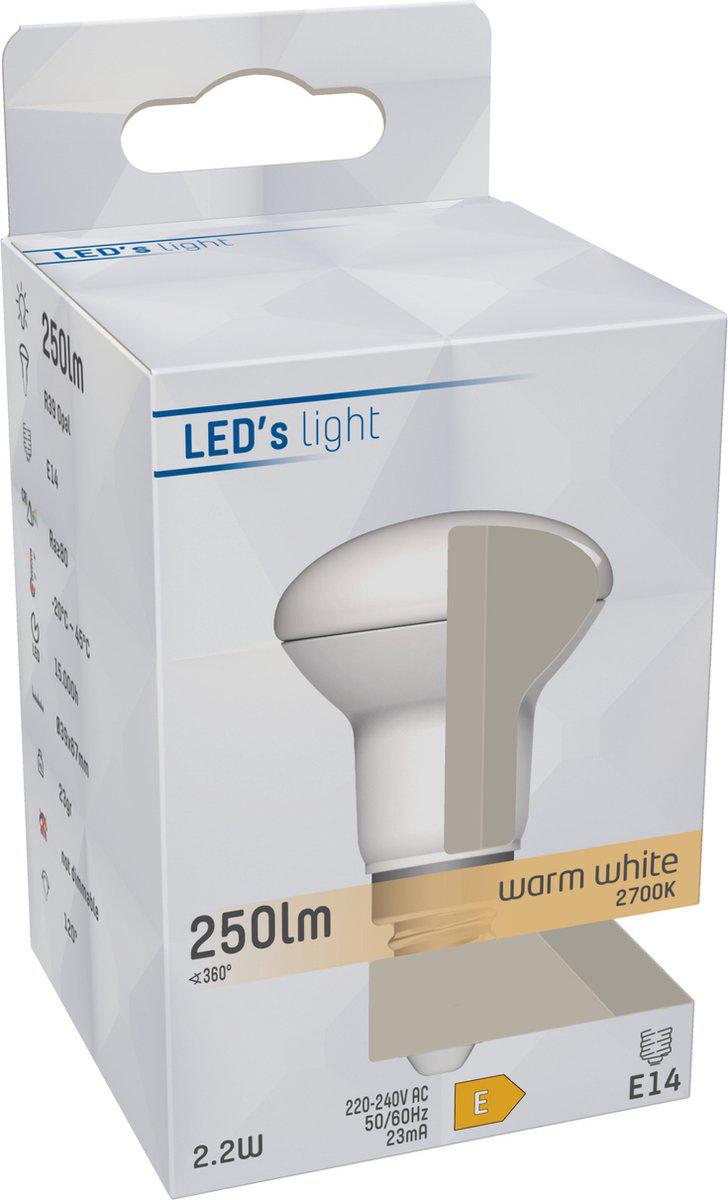 LongLife LED Reflectorlamp E14 - R39 Reflector - Warm wit - 2.2W vervangt 25W Reflectorlampen led.gl