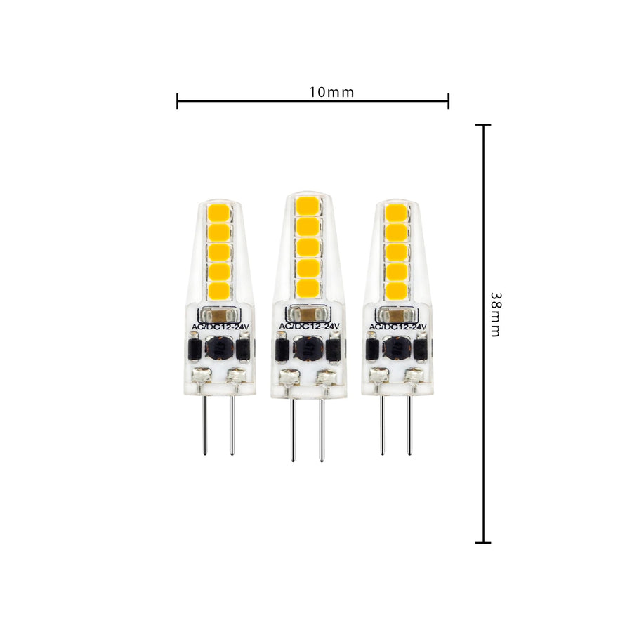 LongLife LED Steeklamp G4 - 12V - Dimbaar warm wit licht - 1.9W (20W) - 3 lampjes Dimbare steeklampjes led.gl