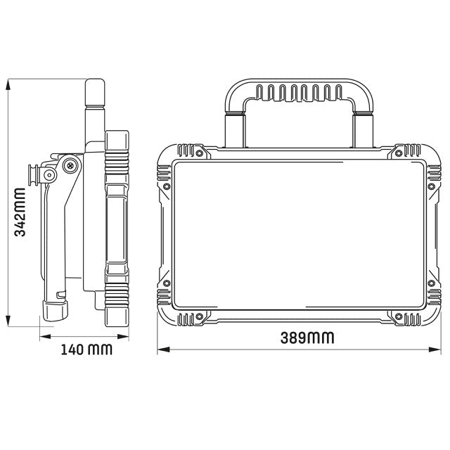 LED's Light 18V Hybride LED Bouwlamp 5500lm - Incl Adapters - Bedraad en draadloos te gebruiken – IP54 – Rough Service Tested – 47W Bouwlampen led.gl