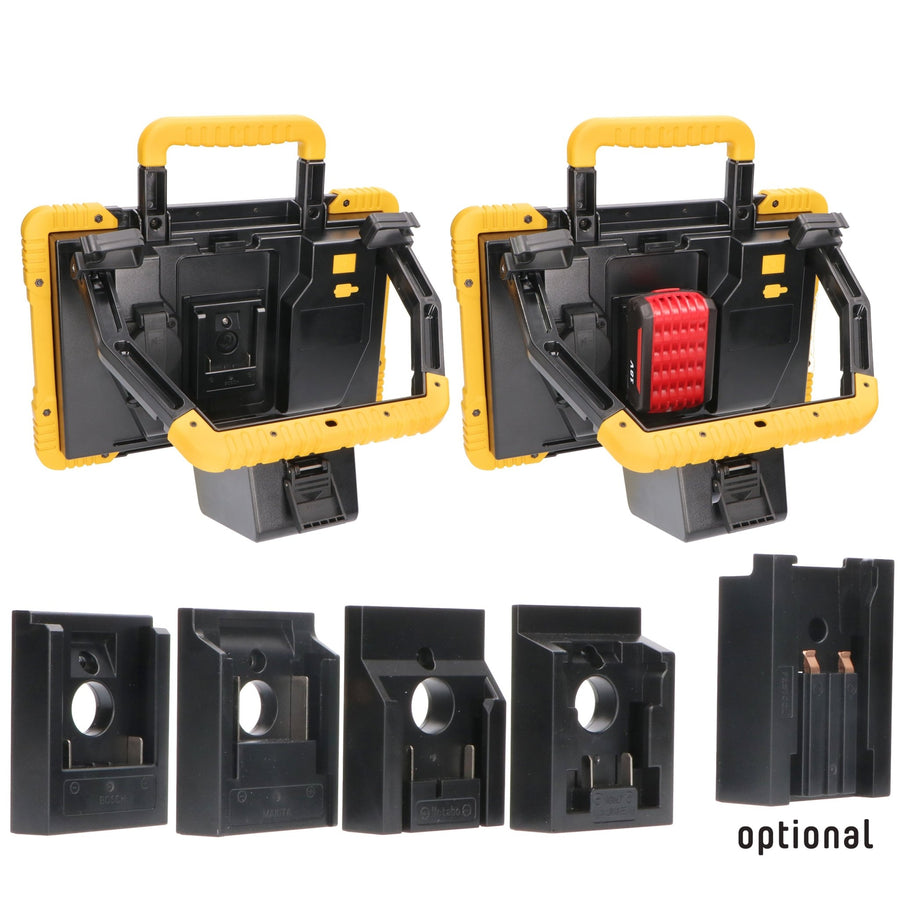 LED's Light 18V Hybride LED Bouwlamp 5500lm - Incl Adapters - Bedraad en draadloos te gebruiken – IP54 – Rough Service Tested – 47W Bouwlampen led.gl