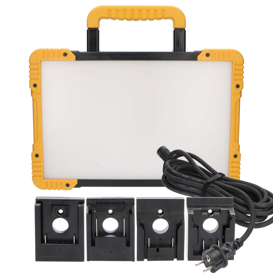LED's Light 18V Hybride LED Bouwlamp 5500lm - Incl Adapters - Bedraad en draadloos te gebruiken – IP54 – Rough Service Tested – 47W Bouwlampen led.gl