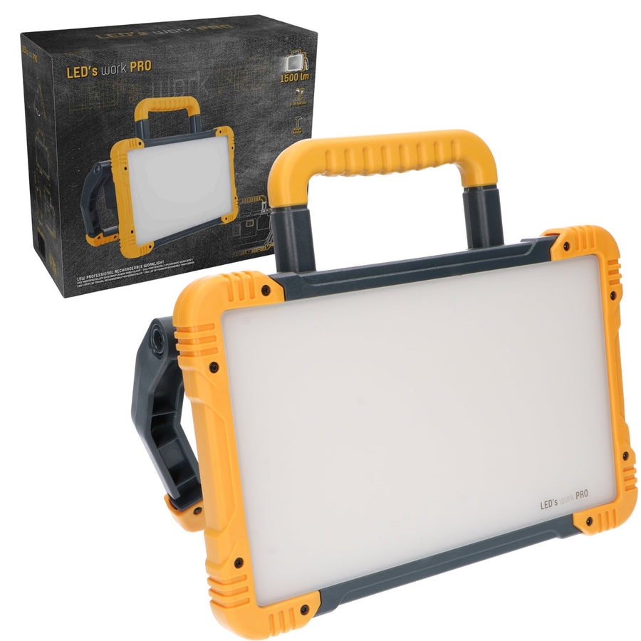 LED's Work Oplaadbare LED Bouwlamp 1500 - Draadloze werking op accu – IP54 – Rough Service Tested Bouwlampen led.gl