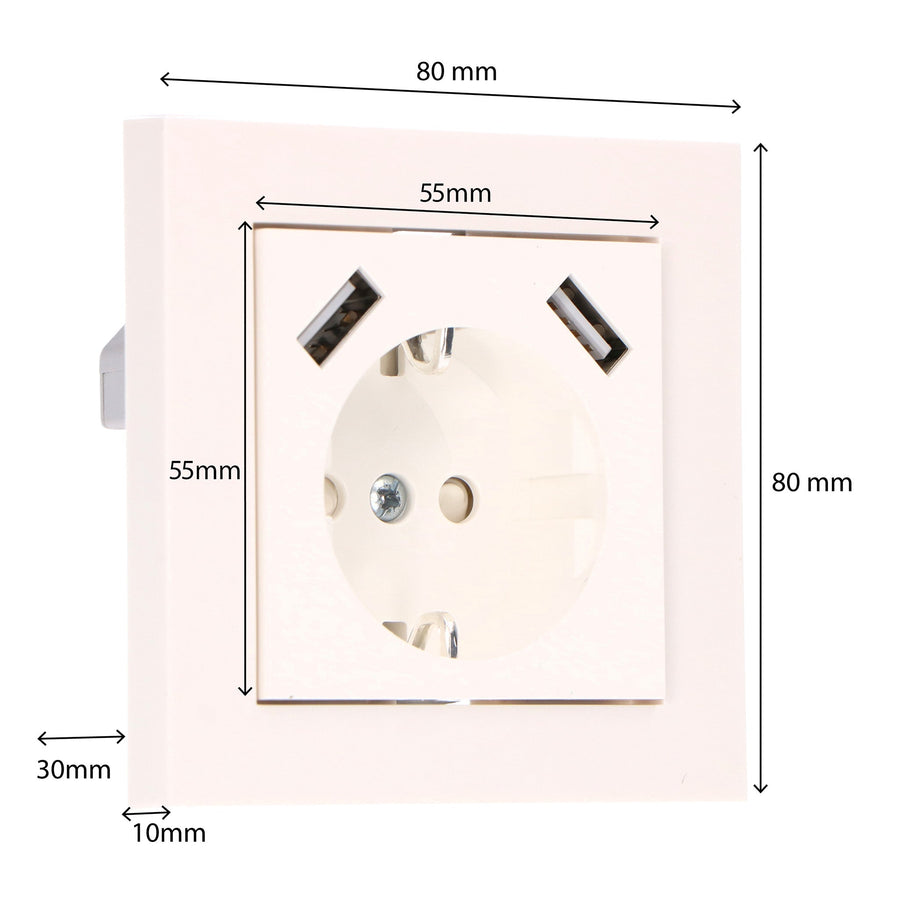ProCharge Wandcontactdoos met 2 USB snelladers - Universeel - Wit - RAL9010 Stekkers led.gl