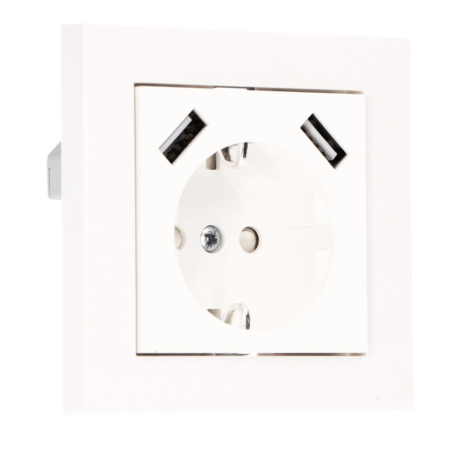 ProCharge Wandcontactdoos met 2 USB snelladers - Universeel - Wit - RAL9010 Stekkers led.gl