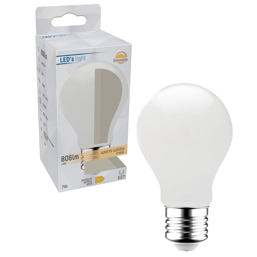 ProDim LED Filament Lamp E27 - Melkglas - Dimbaar warm wit licht - 7W vervangt 60W Dimbare filament lampen led.gl