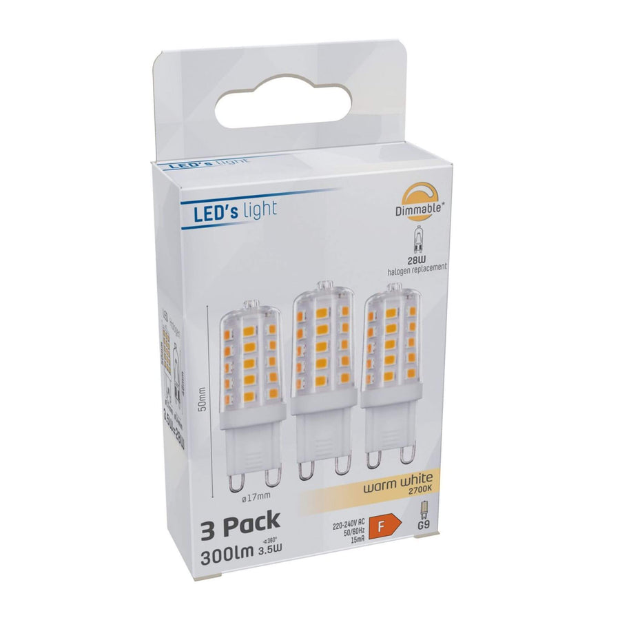 ProDim LED Steeklamp G9 - Dimbaar warm wit licht - 220-240V - 3.5W (28W) - 3 lampjes Dimbare steeklampjes led.gl
