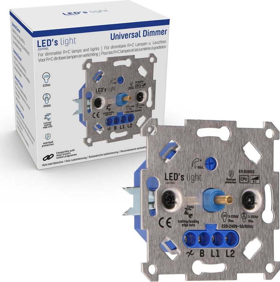 Professional Complete Dimmer voor alle dimbare (LED) lampen - Fase afsnijding aansnijding - Zwart Dimmers led.gl