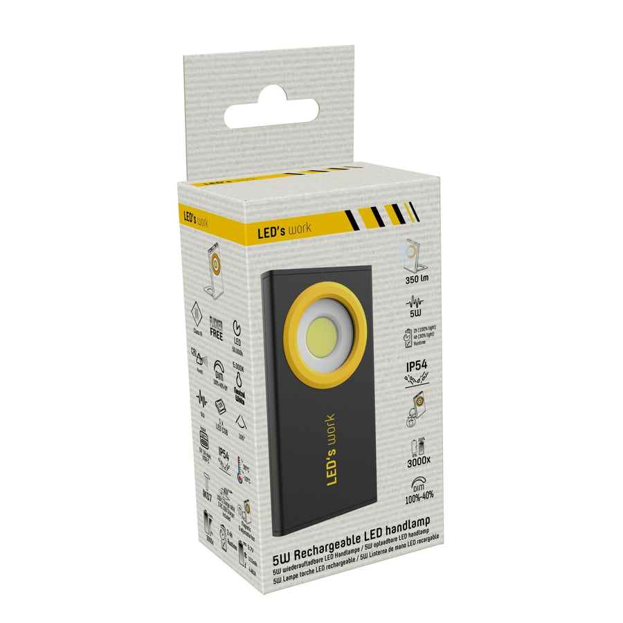 LED's Work Werklamp op Accu 350 - Met magneet, haak of voet - Draadloos & Oplaadbaar - 2 lichtpunten Werklampen led.gl