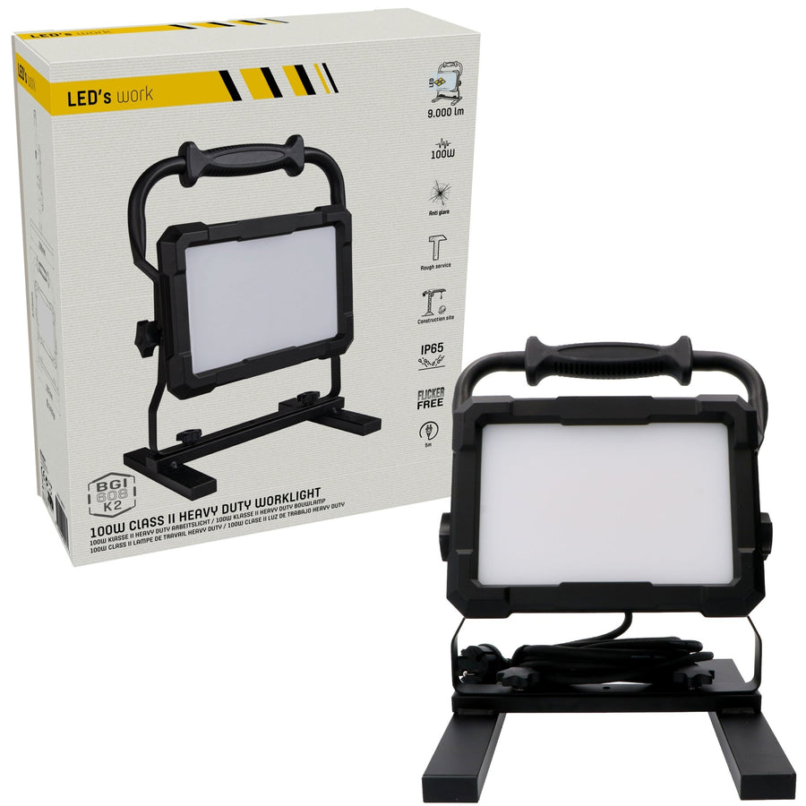 Professionele LED bouwlamp 100W – Rough Service Tested – 5 meter snoer – 9000 lumen – IP65 Bouwlampen led.gl