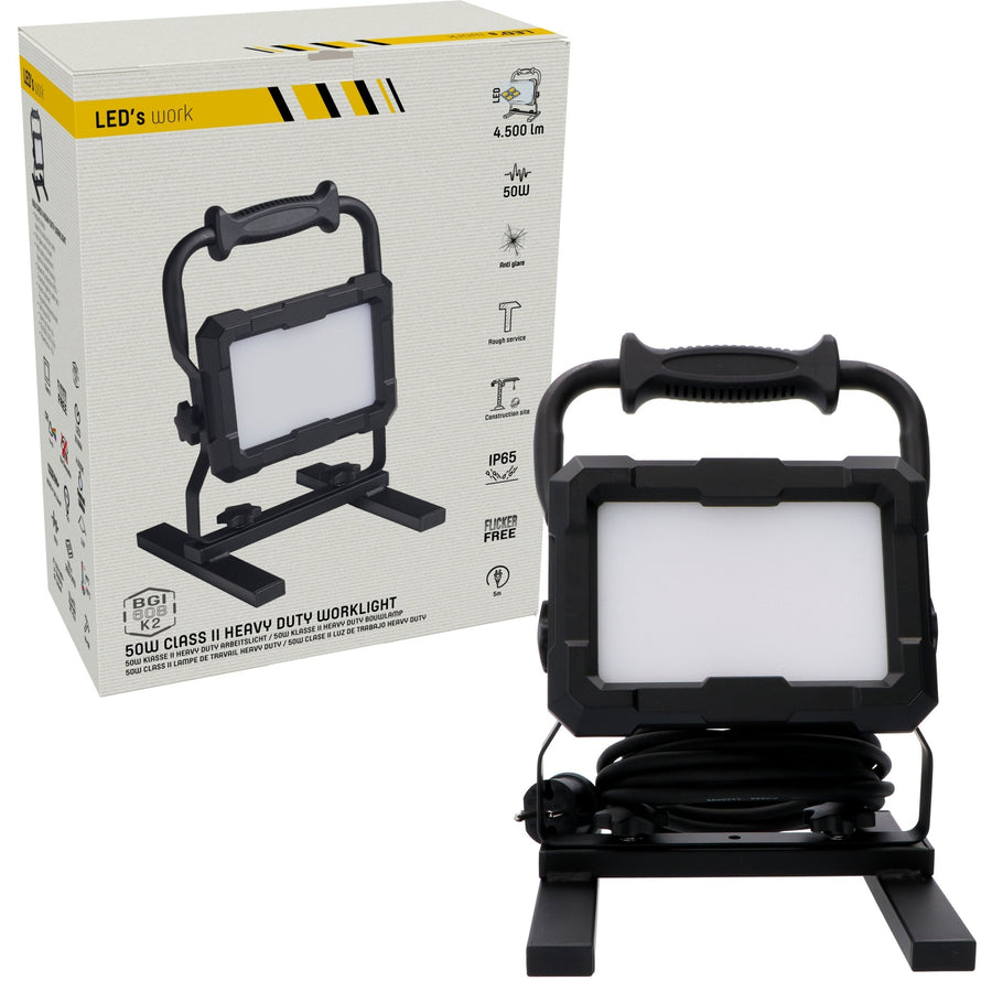 LED's Work Professionele LED Bouwlamp 4500 - Rough Service Tested - 5 meter snoer - 50W - IP65 Bouwlampen led.gl