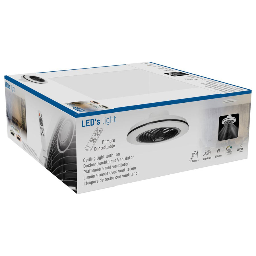 Proventa 3D Air Plafondventilator met verlichting 50 cm - Verspreidt lucht over hele kamer - Met afstandsbediening Plafondventilatoren led.gl