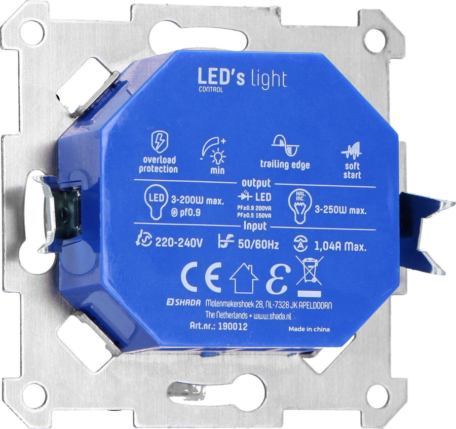 Proventa Premium LED Dimmer compleet met afdekraam - Universeel voor alle dimbare lampen - Zwart Dimmers led.gl