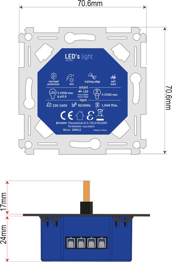 Proventa Premium LED Dimmer compleet met afdekraam - Universeel voor alle dimbare lampen - Zwart Dimmers led.gl
