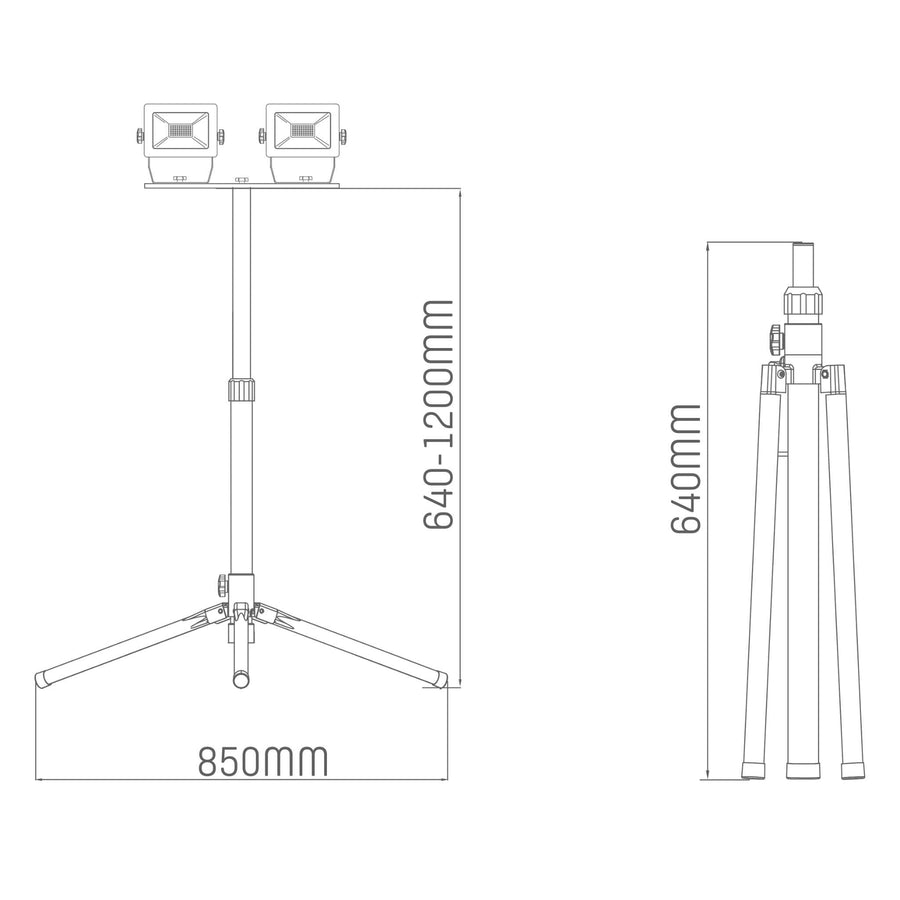 ProWork DUO Tripod LED werklampen op statief - In hoogte verstelbaar - 6370 lm Bouwlampen led.gl