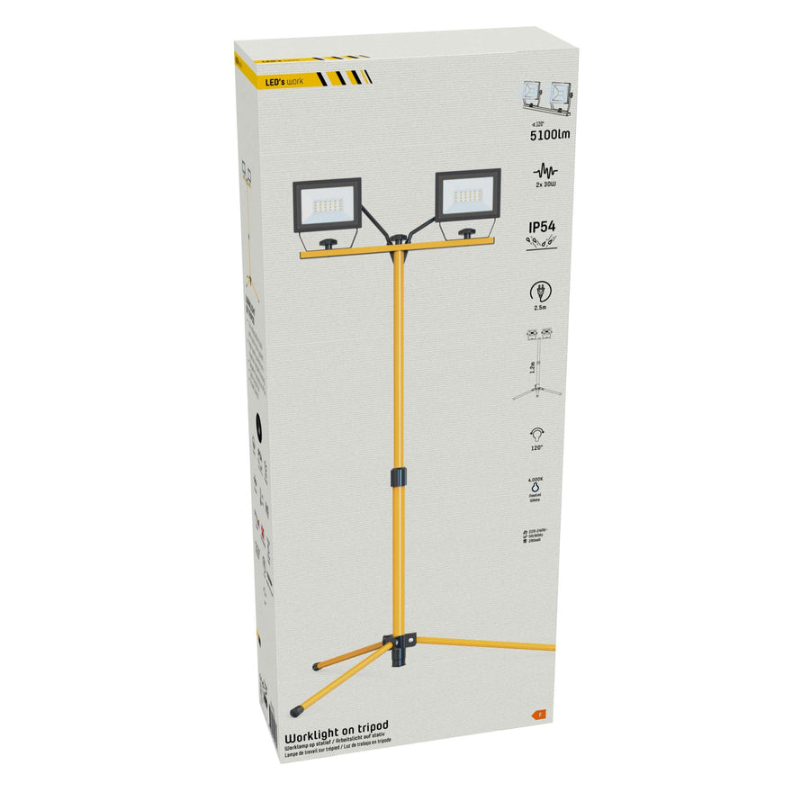 ProWork DUO Tripod LED werklampen op statief - In hoogte verstelbaar - 6370 lm Bouwlampen led.gl
