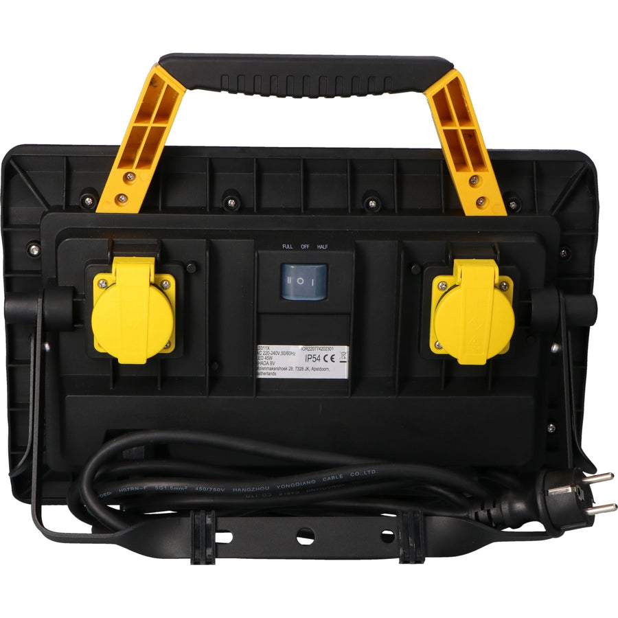 LED's Work Bouwlamp 5000 - 2 extra stopcontacten - 3 meter snoer - IP54 water- en stofbestendig Bouwlampen led.gl