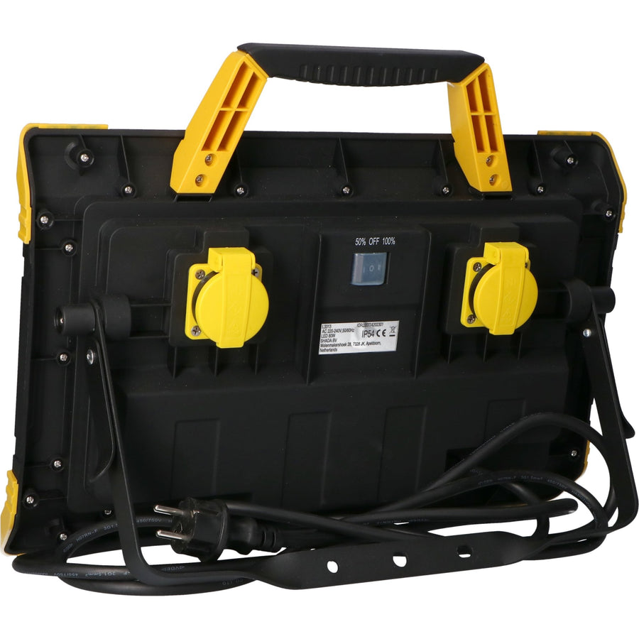 LED's Work Bouwlamp 9200 - 2 extra stopcontacten - 5 meter snoer - IP54 water- en stofbestendig Bouwlampen led.gl