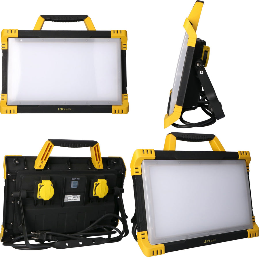 LED's Work Bouwlamp 9200 - 2 extra stopcontacten - 5 meter snoer - IP54 water- en stofbestendig Bouwlampen led.gl