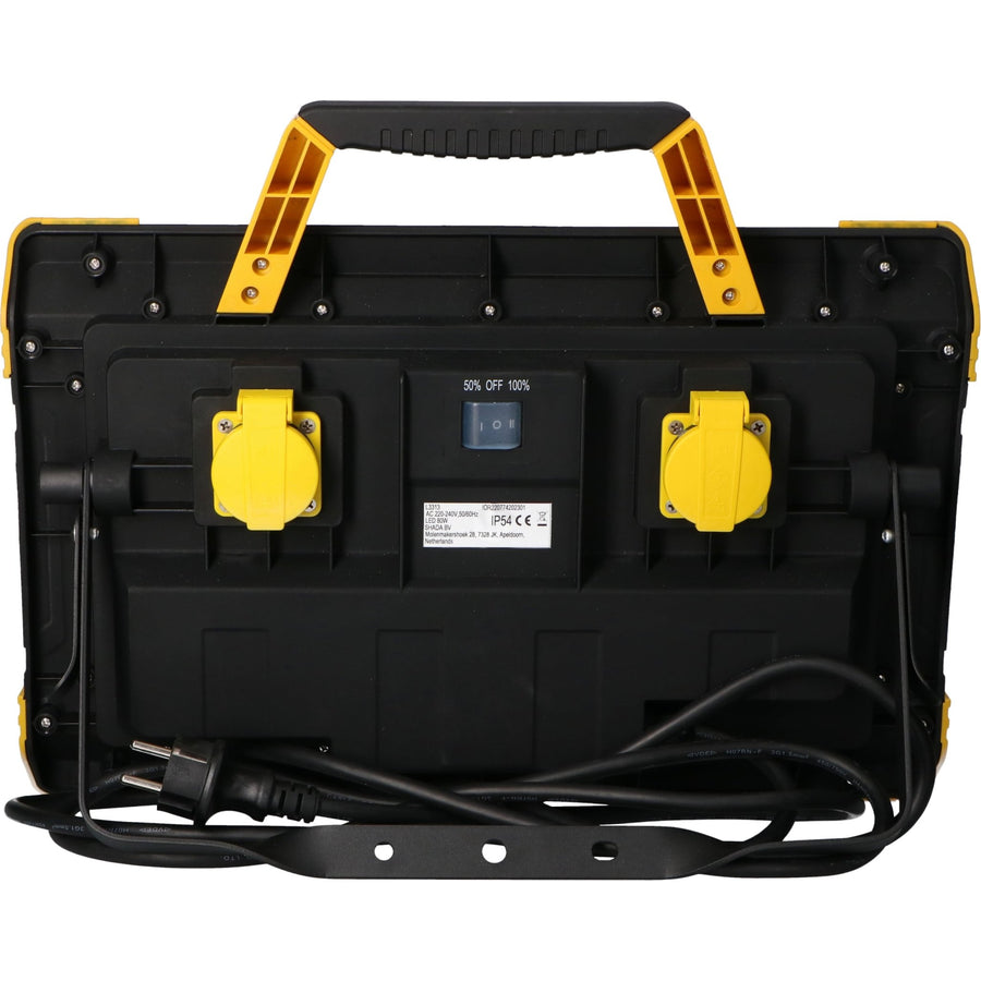 LED's Work Bouwlamp 9200 - 2 extra stopcontacten - 5 meter snoer - IP54 water- en stofbestendig Bouwlampen led.gl