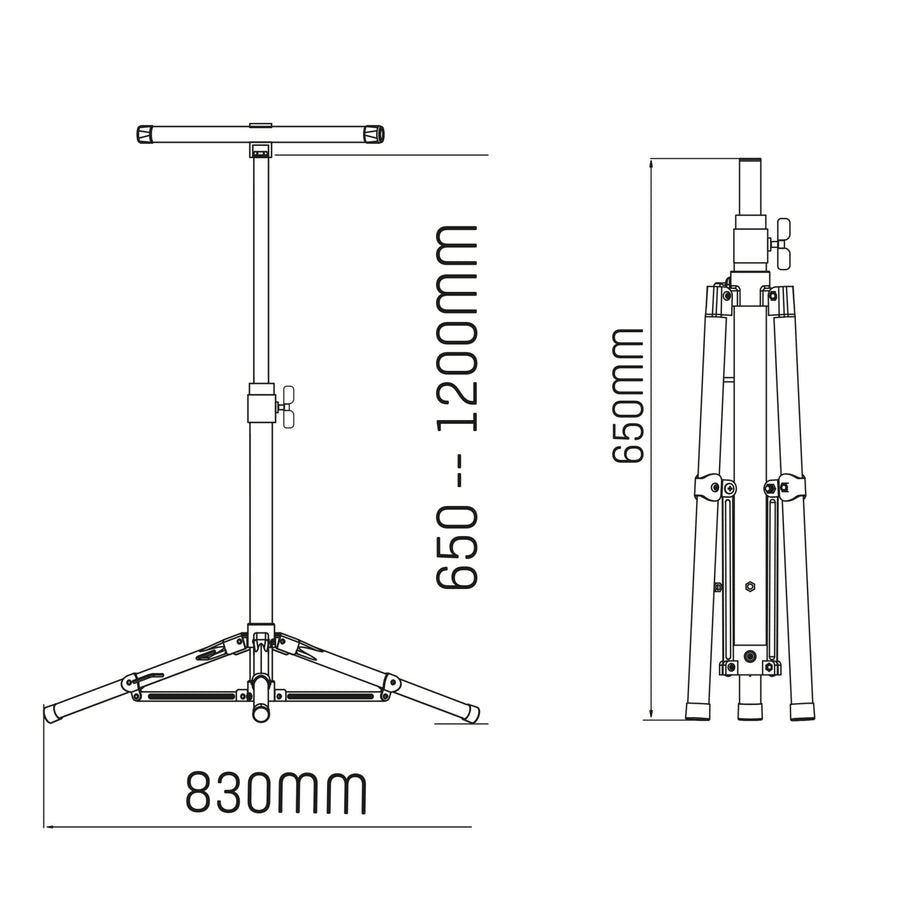 LED's Work Bouwlamp op Statief 1500 - In hoogte verstelbaar tot 120 cm en draaibaar - Lichtgewicht - 20W Bouwlampen led.gl