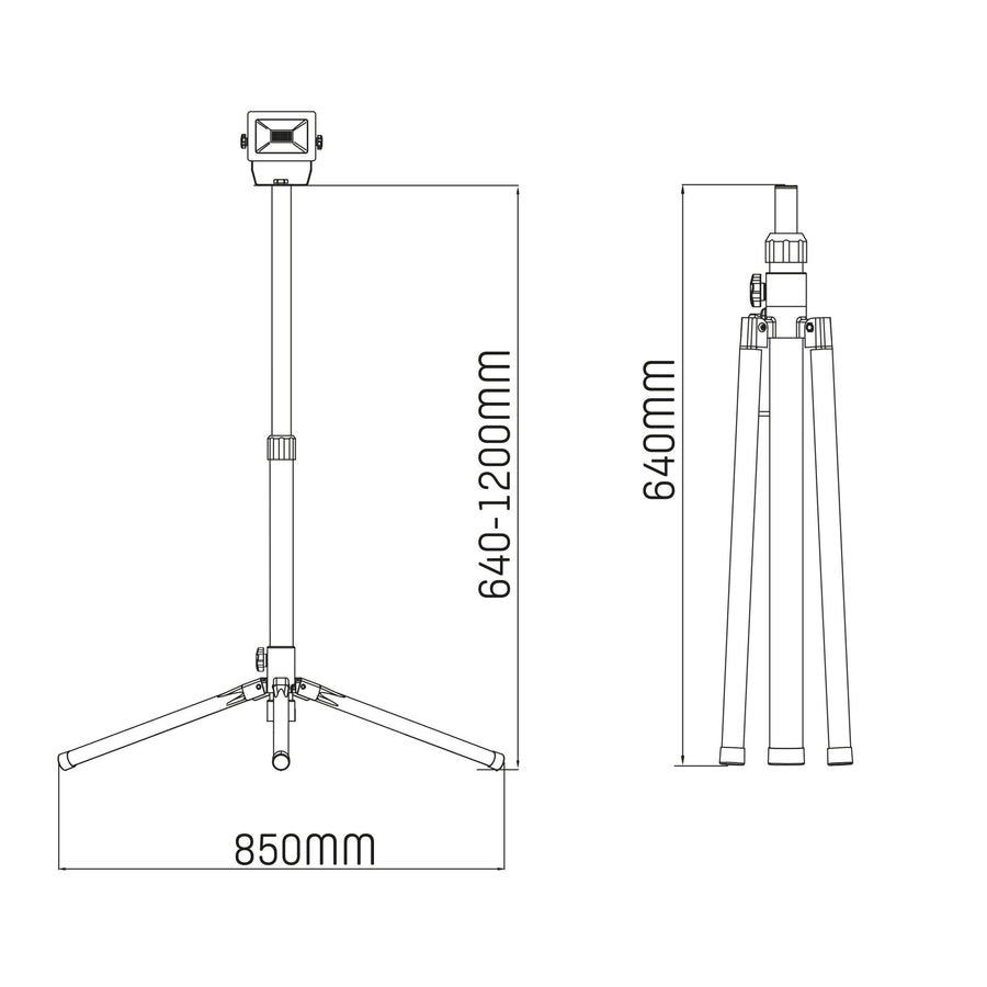 LED's Work 1 x 20W ProWork Tripod LED Bouwlamp op statief - In hoogte verstelbaar - 2125 lm Bouwlampen led.gl