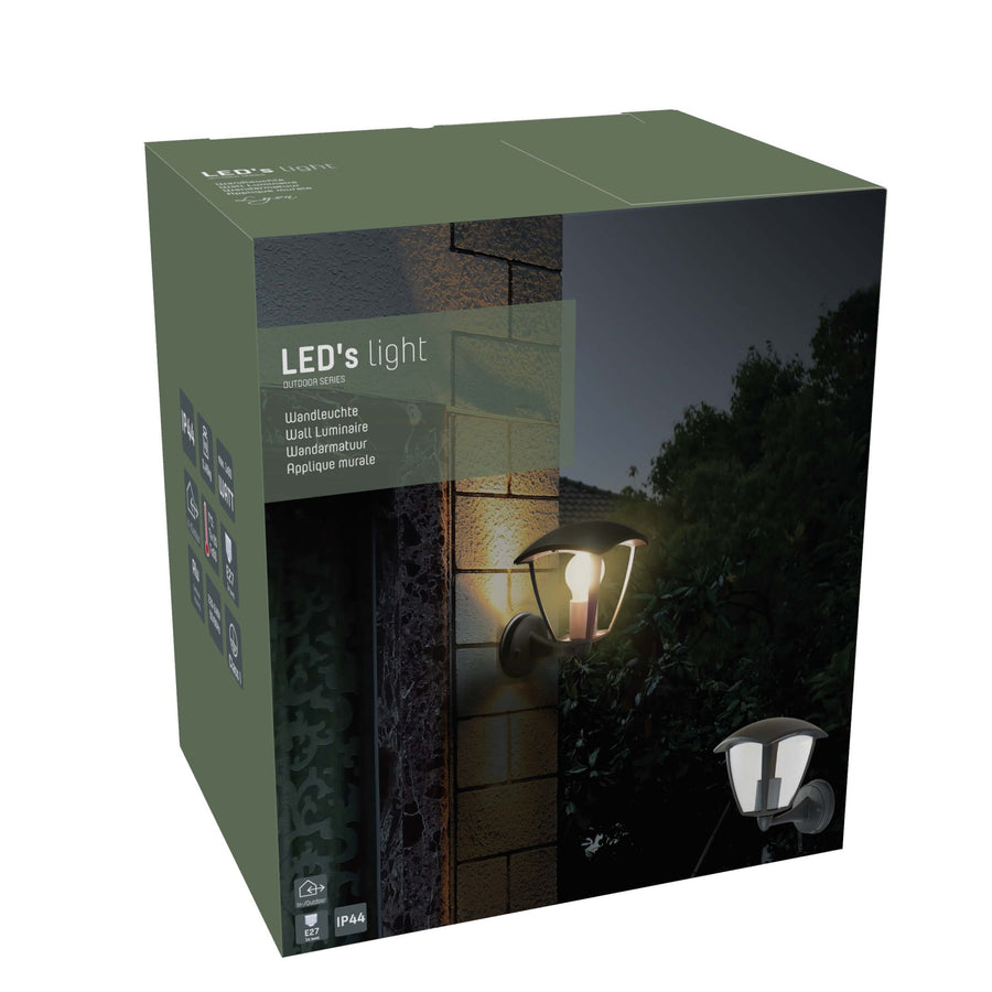 3 pack Retro LED Wandlamp met E27 fitting - Jesi - IP44 - Zwart Wandlampen led.gl
