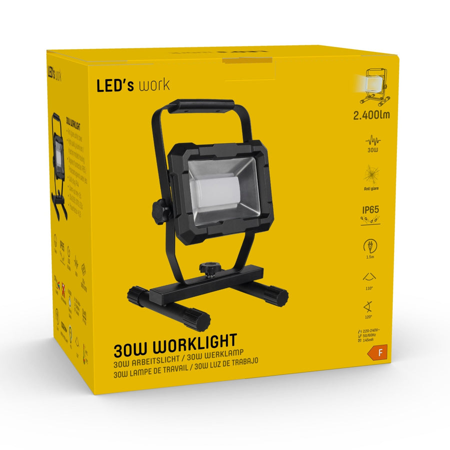 LED's Work Werklamp 2400 - Robuuste behuizing - Extra sterk snoer 150 cm - IP65 waterdicht - 30W Werklampen led.gl