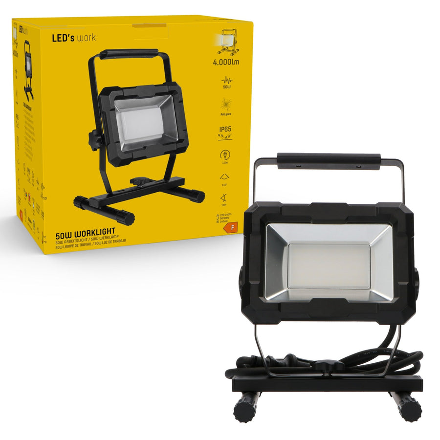 LED's Work Werklamp 4000 - Robuuste behuizing - Extra sterk snoer 150 cm - IP65 waterdicht - 50W Werklampen led.gl