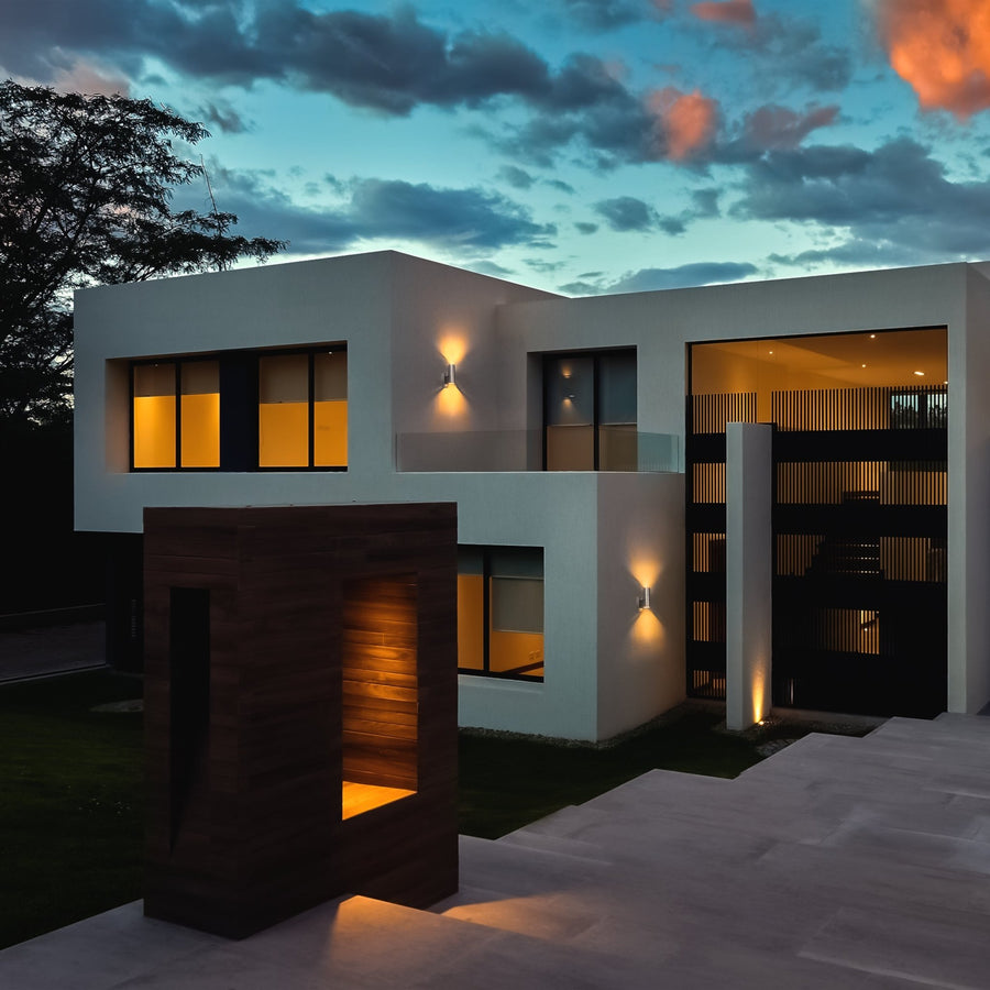 LED's Light RVS LED Buitenlamp met Bewegingssensor - 2 lichts up & down - IP44 - Zilver Buitenlampen led.gl