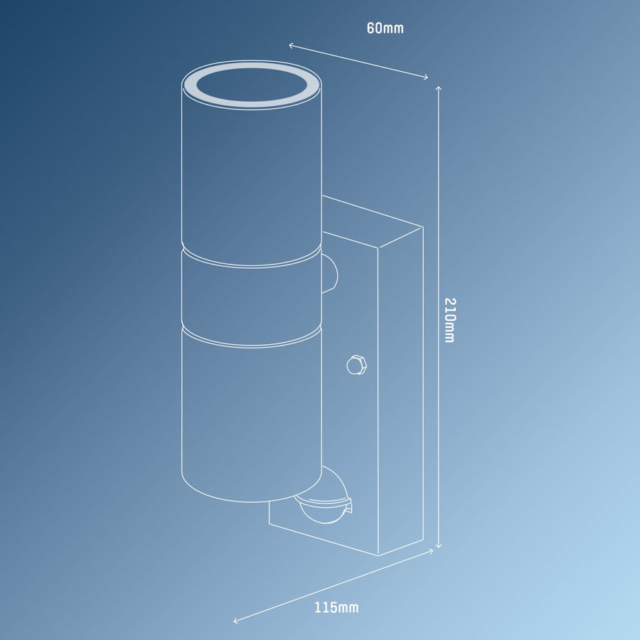 LED's Light RVS LED Buitenlamp met Bewegingssensor - 2 lichts up & down - IP44 - Zilver Buitenlampen led.gl