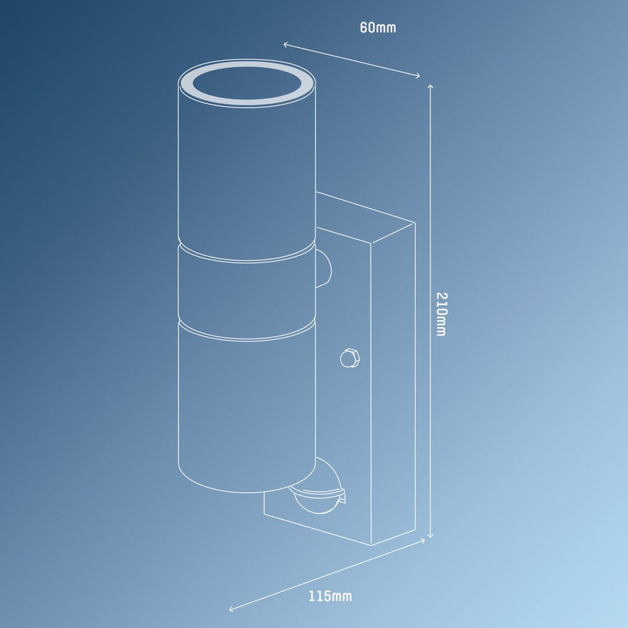 LED's Light RVS LED Buitenlamp met Bewegingssensor - 2 lichts up & down - IP44 - Zwart Buitenlampen led.gl