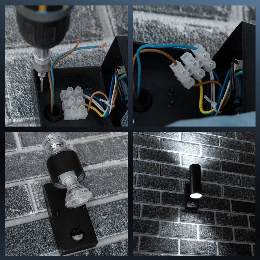 LED's Light RVS LED Buitenlamp met Bewegingssensor - 2 lichts up & down - IP44 - Zwart Buitenlampen led.gl