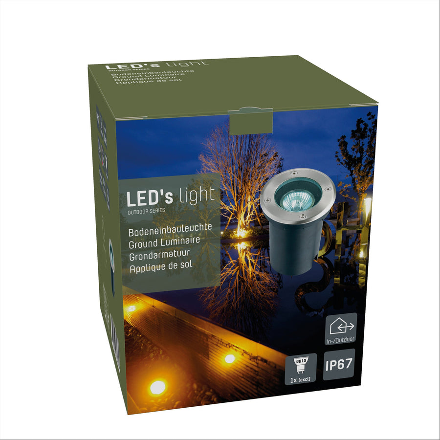 LED's Light RVS LED Grondspot inbouw rond - Voor oprit en tuin - IP67 waterdicht - Zilver Grondspotjes led.gl